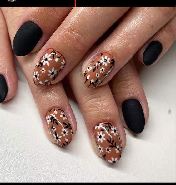 black and brown nails Floral Accents Photo pinterest.com judynelson