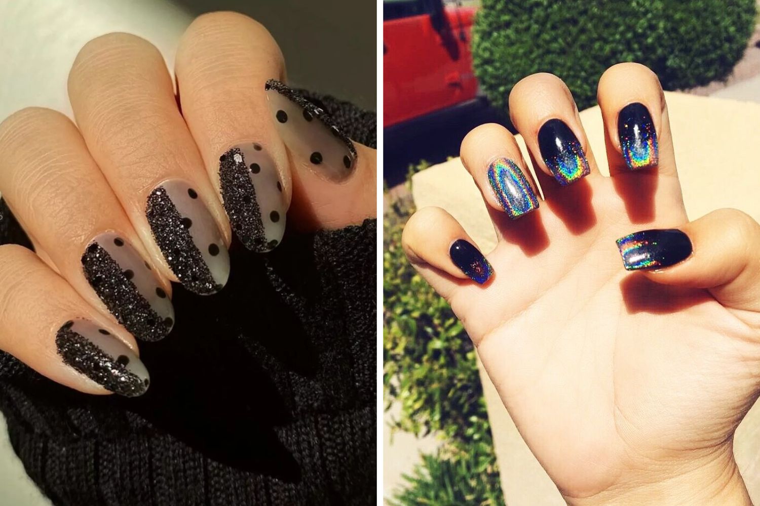 Black Holo Mismatched Nails