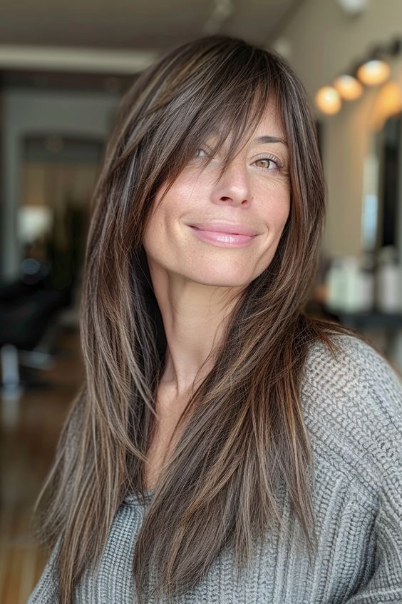 Textured Layers with Long Side Bangs