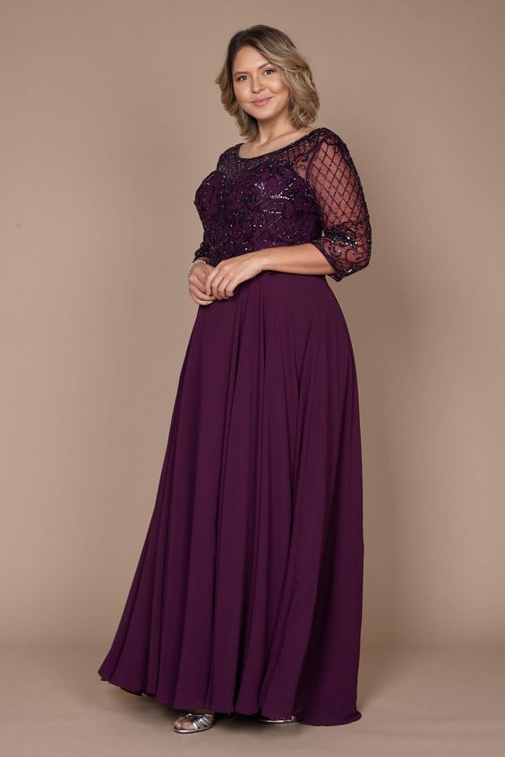 deep purple mother of the bride dress