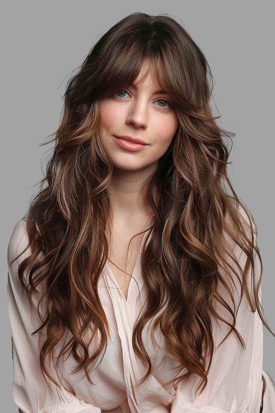 Curtain Bangs with Loose Waves