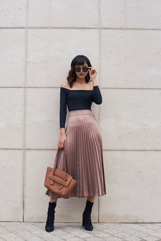 top with a high-waisted skirts