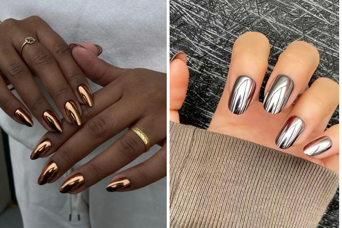 Metallic chrome nails