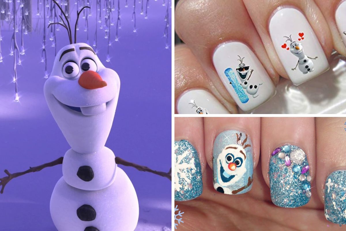 Playful Olaf-Inspired Nail Art