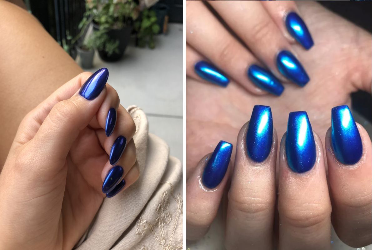 Professional sapphire chrome nails