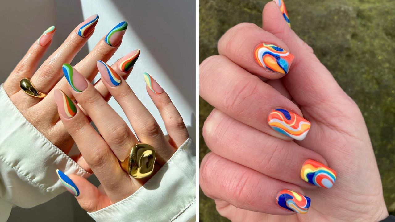 psychedelic swirl nail art