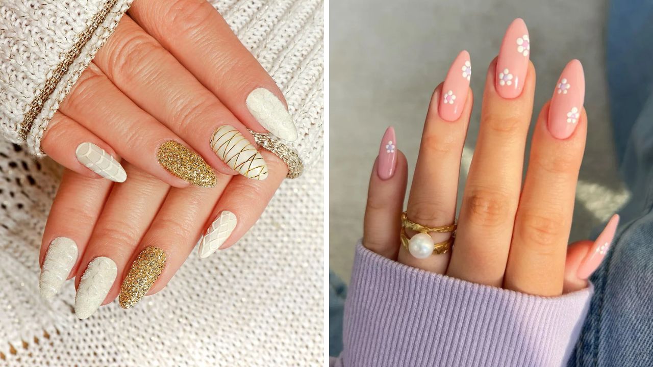 almond nail shape designs