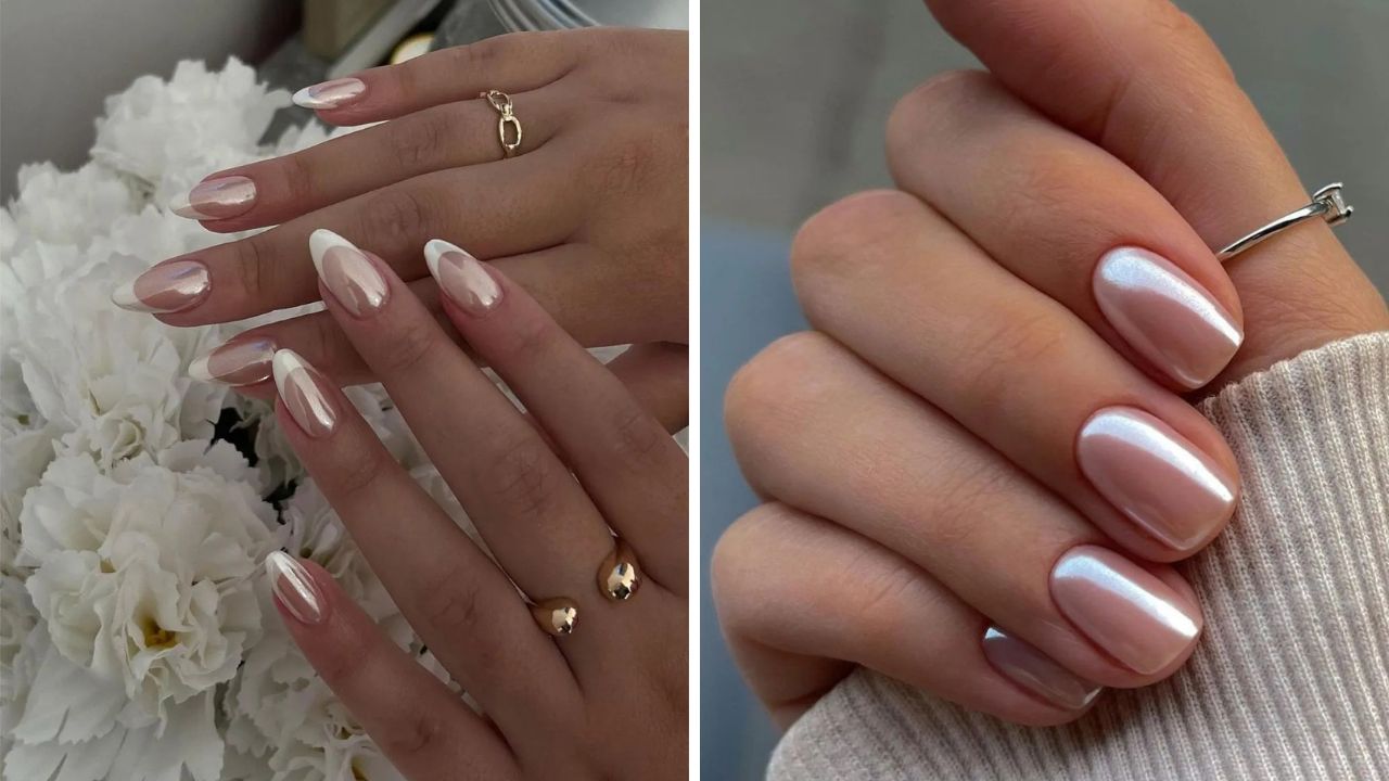 neutral chrome nails