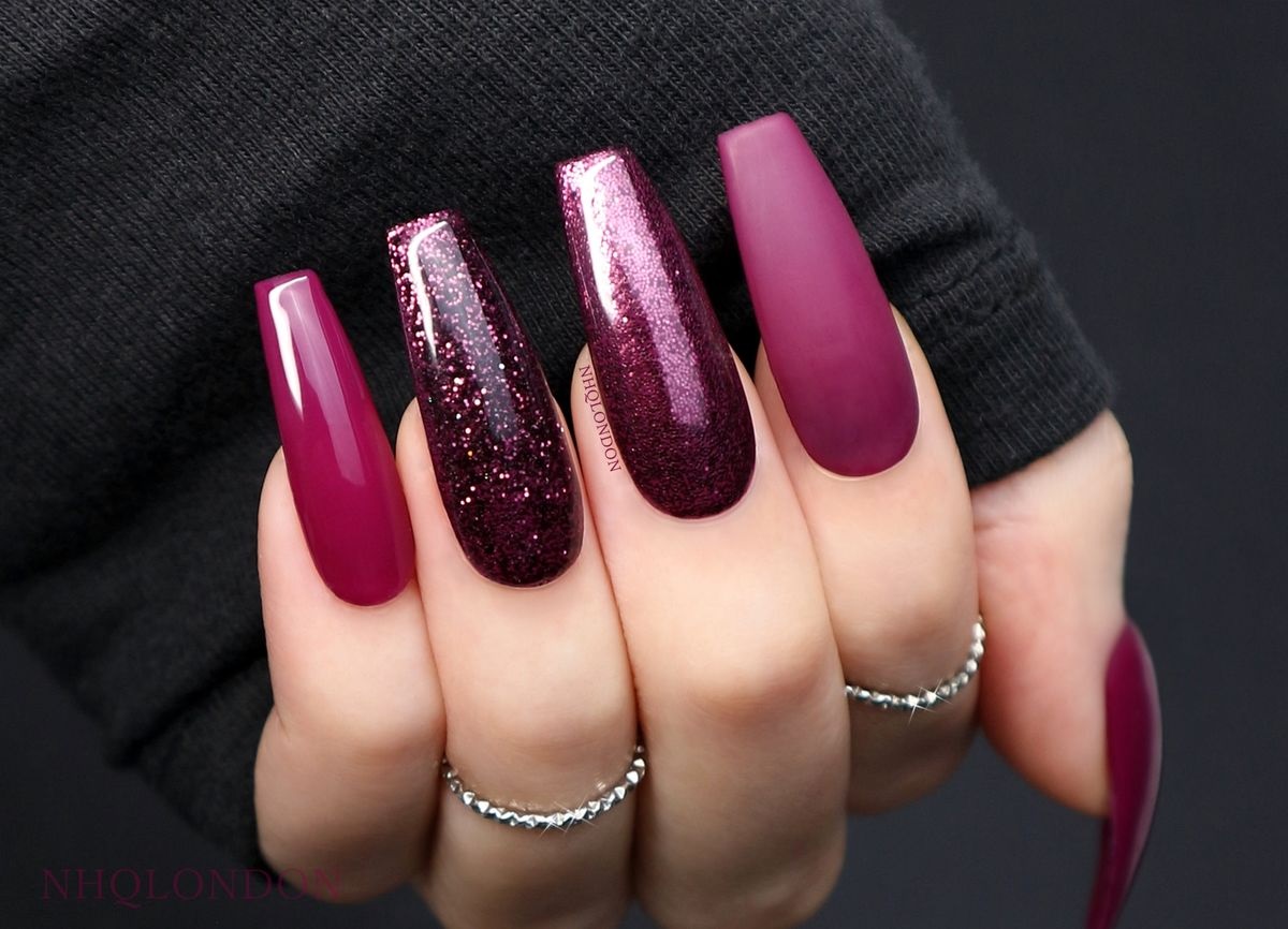 purple coffin nails