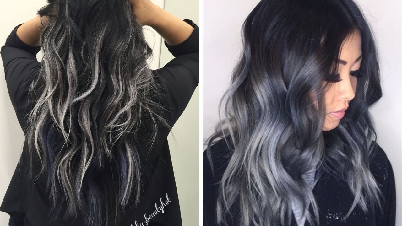 Black with Silver Balayage