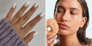 Hailey Bieber glazed donut nails