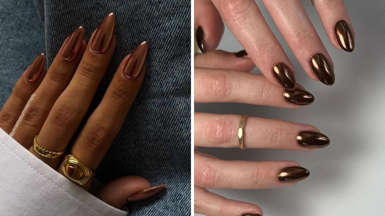 brown chrome nails ideas