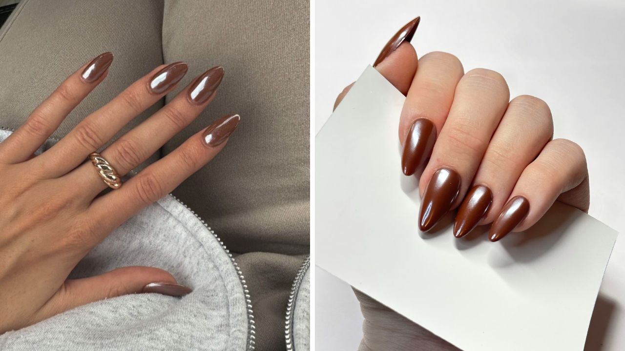 brown chrome nails