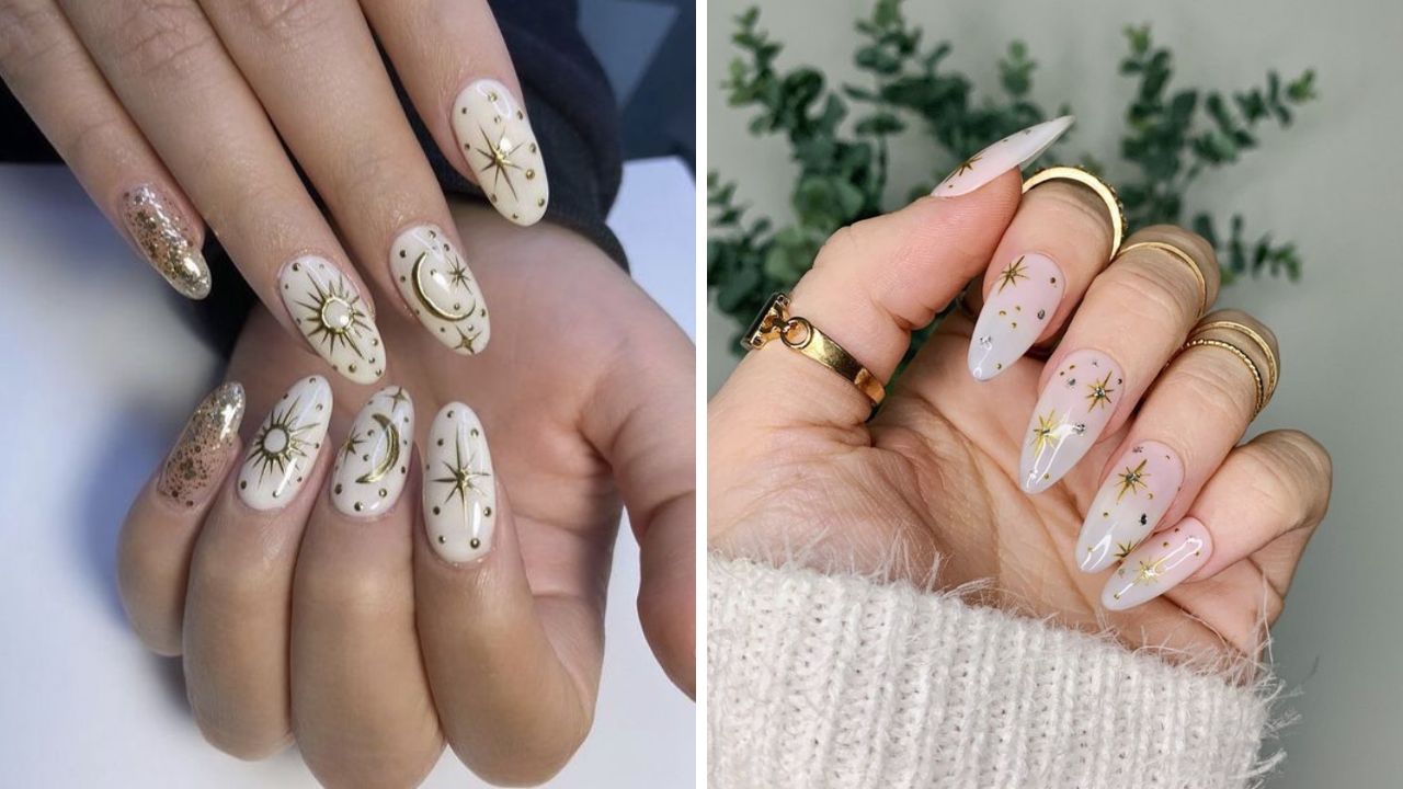 celestial white nail designs