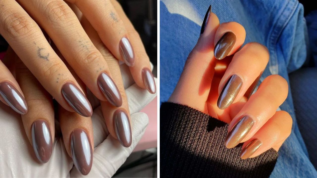 ideas brown chrome nails