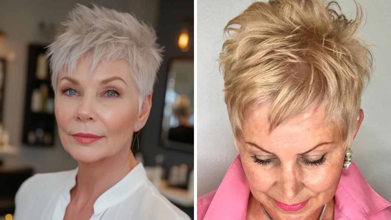 spiky cropped cut for women over 50