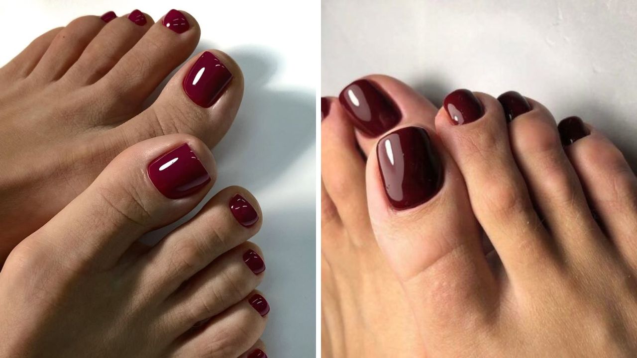 Rich Burgundy pedicure