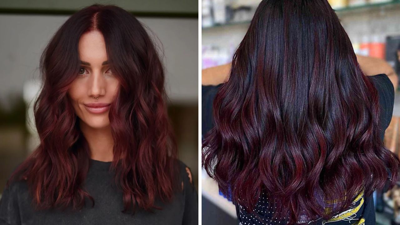 burgundy balayage hair color trend 2025