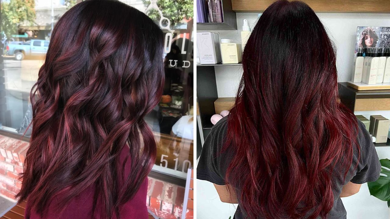 burgundy balayage hair color