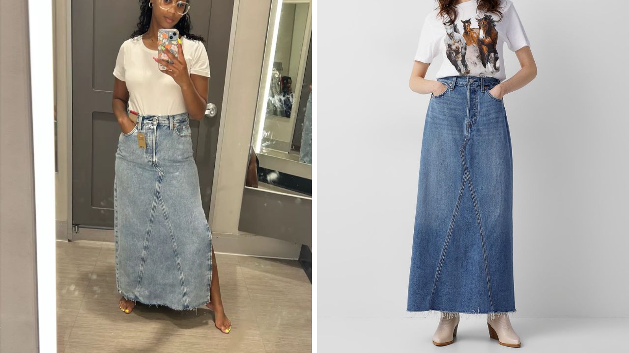 denim maxi skirt