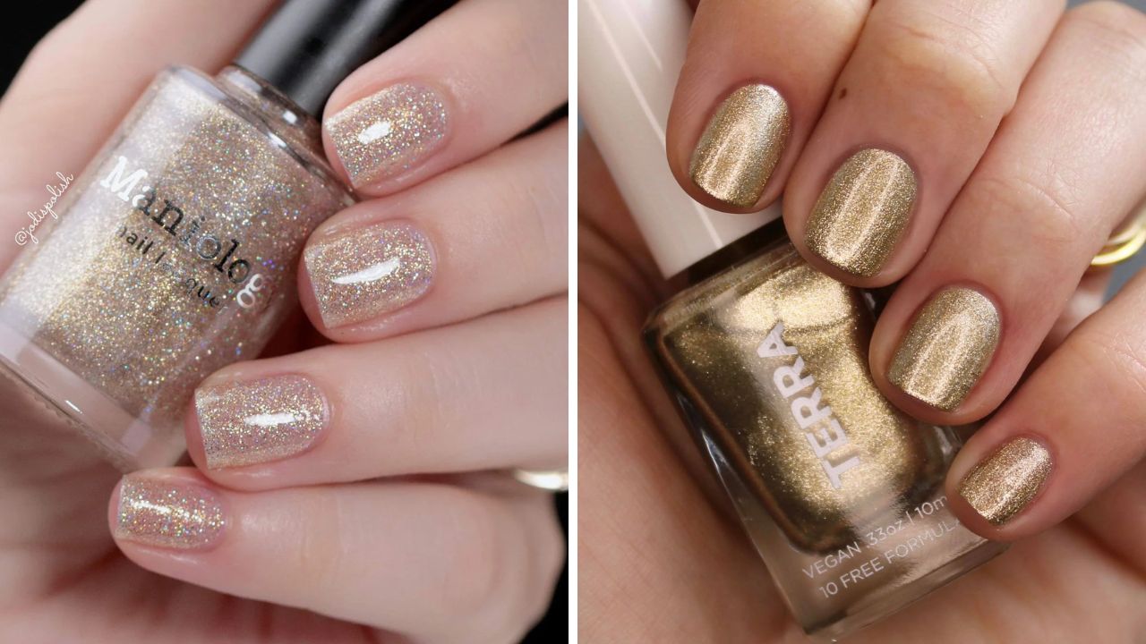 gold shimmer nail polish