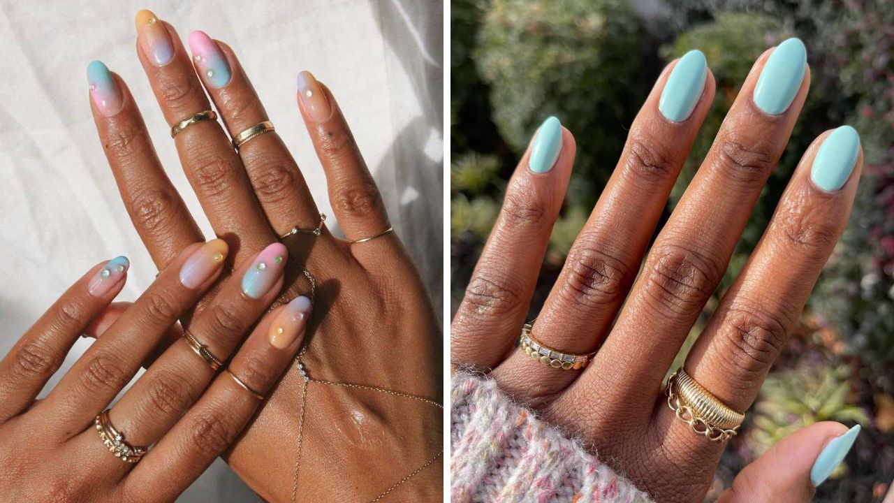 soft pastel shades nails