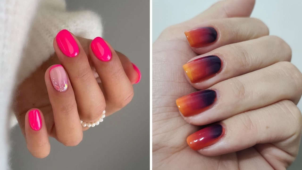 vibrant fuchsia and sunset-inspired gradients nails