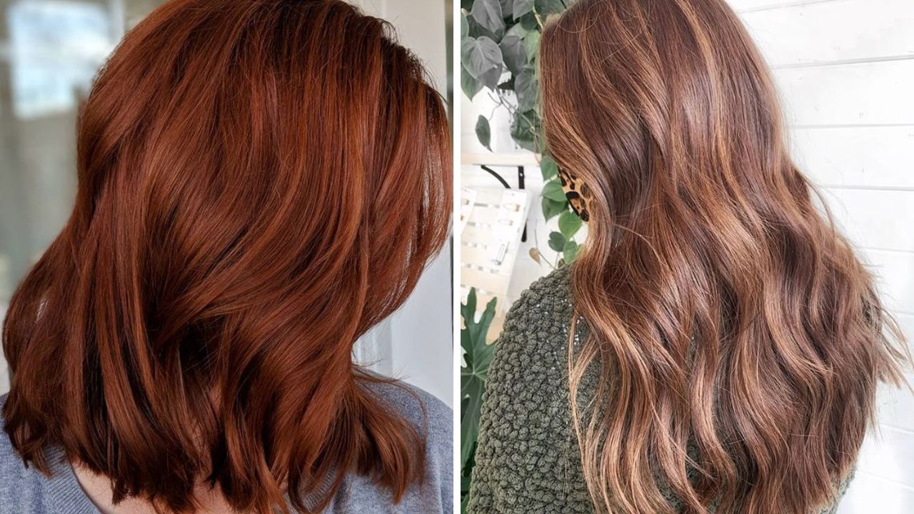 warm auburn and soft copper balayage hair colors