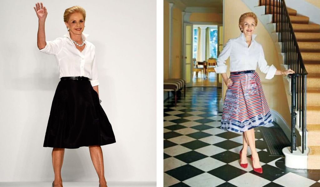 Carolina Herrera Classic White Shirt and Structured Midi Skirt