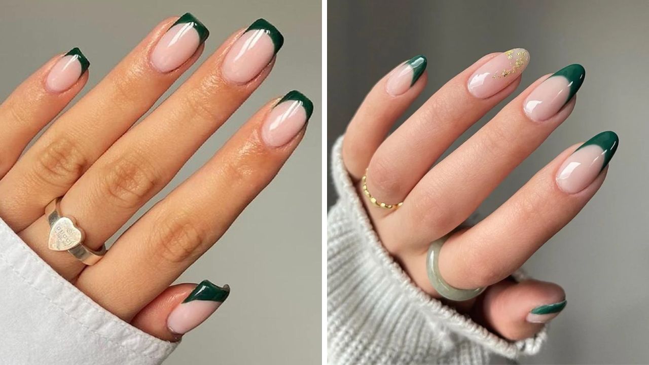 Goodbye boring French manicure! Delicate and sophisticated green nails with French tips