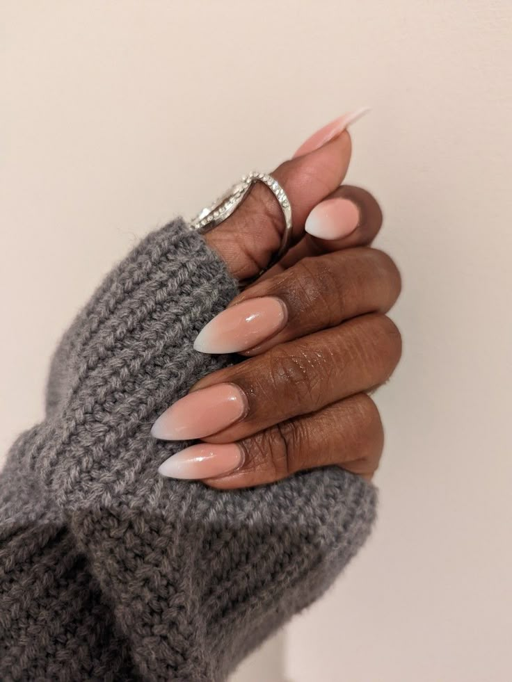 Satin Nude Ombre French Nails