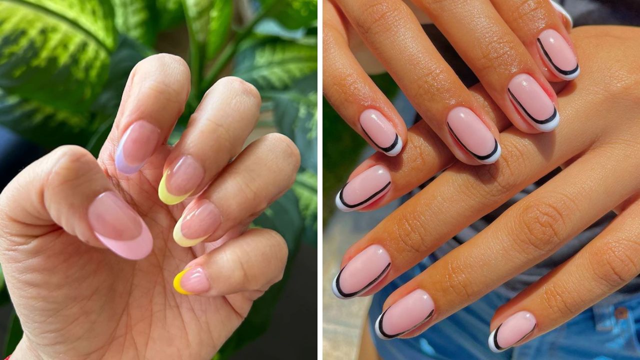 pastel-edged and double-lined French tips